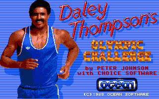 Daley Thompson's Olympic Challenge title screen for Amiga