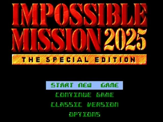 Impossible Mission 2025 title screen for Amiga