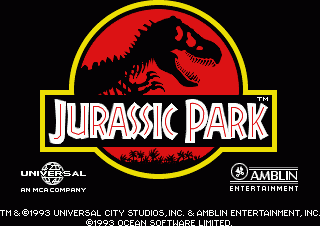 Jurassic Park title screen for Amiga