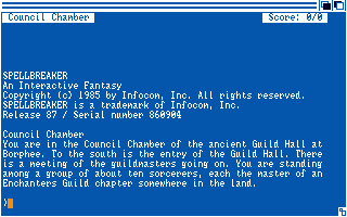 Spellbreaker title screen for Amiga