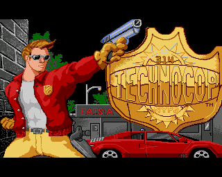 Techno Cop title screen for Amiga