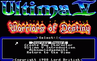 Ultima V: Warriors Of Destiny title screen for Amiga