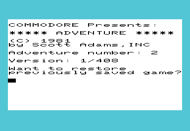 Pirate Cove title screen for Vic-20