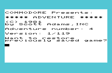 Voodoo Castle title screen for Vic-20