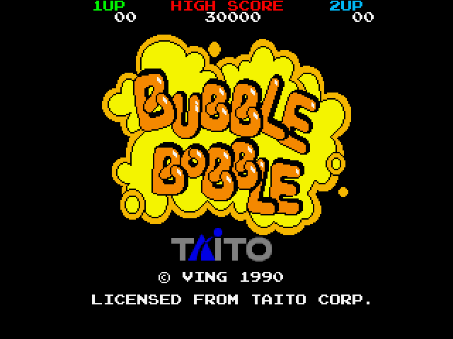 Bubble Bobble title screen for FM Towns Marty