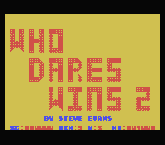 Who Dares Wins 2 title screen for MSX