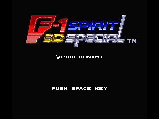 F-1 Spirit 3D Special title screen for MSX2