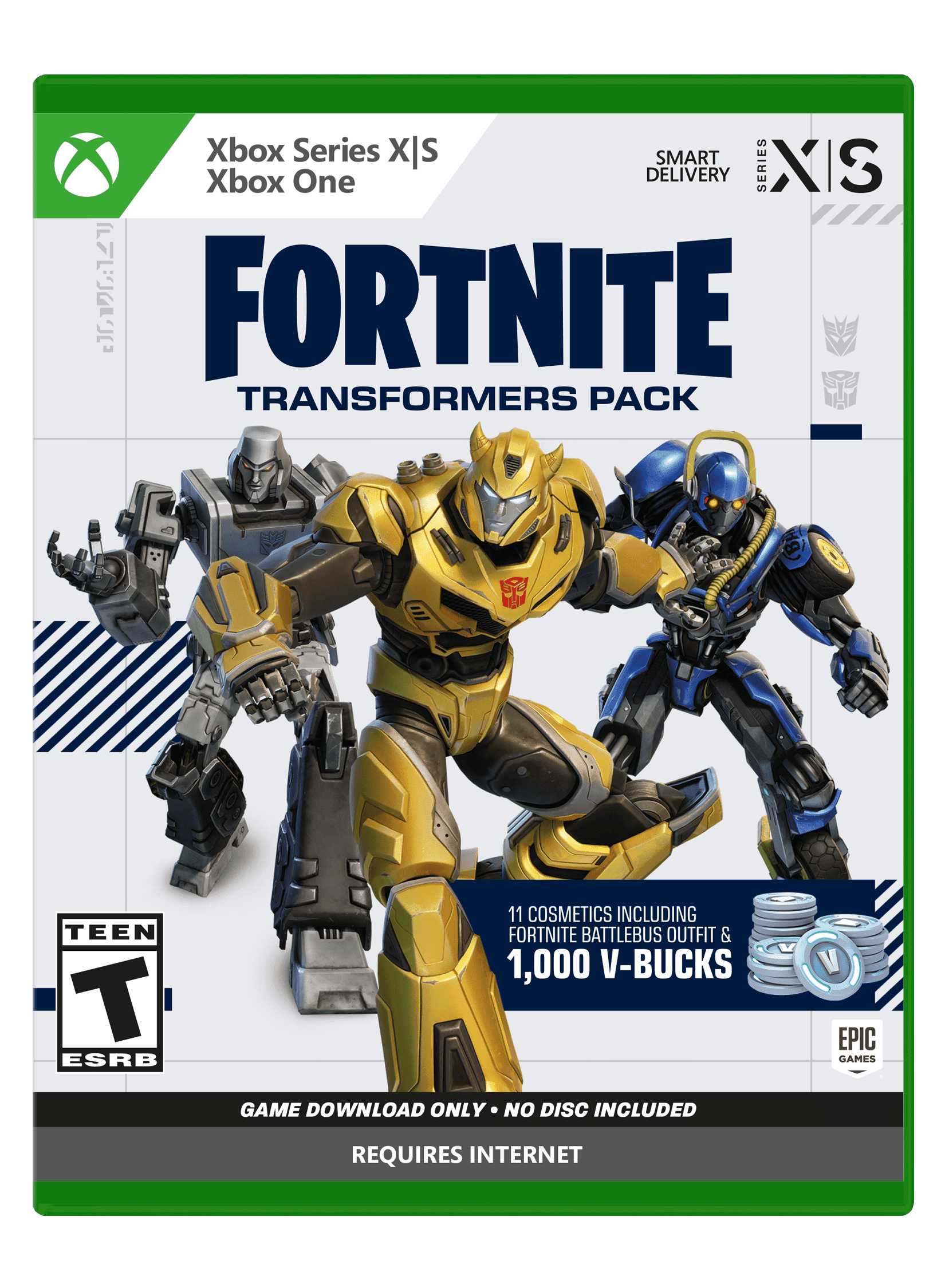 Fortnite Transformers Pack box art for Xbox Series X