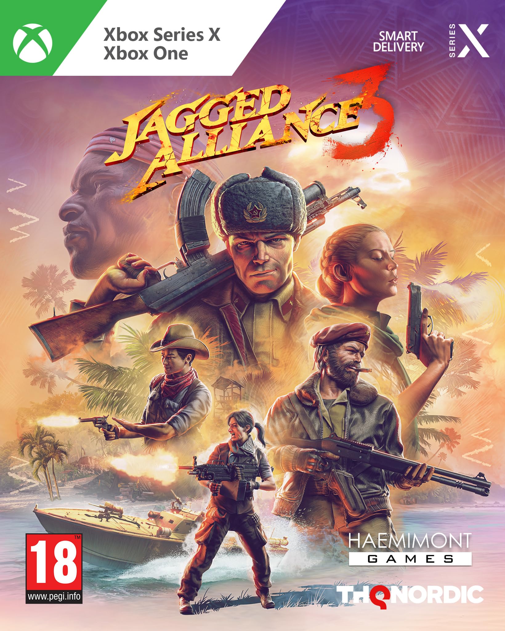 Jagged Alliance 3 box art for Xbox Series X
