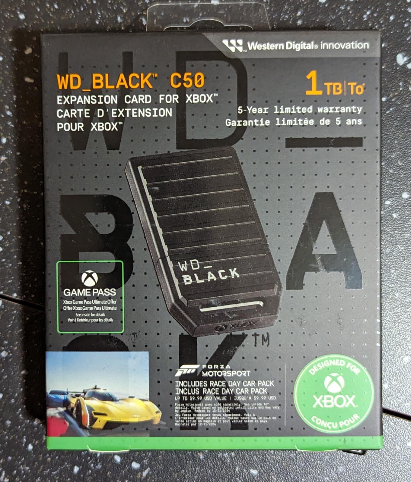 WD Black 1 TB Expansion Card box art for Xbox Series X