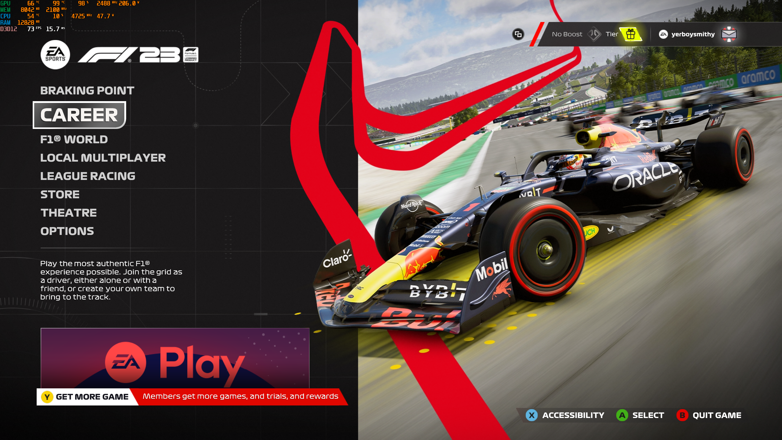 F1 24 title screen for Xbox Series X