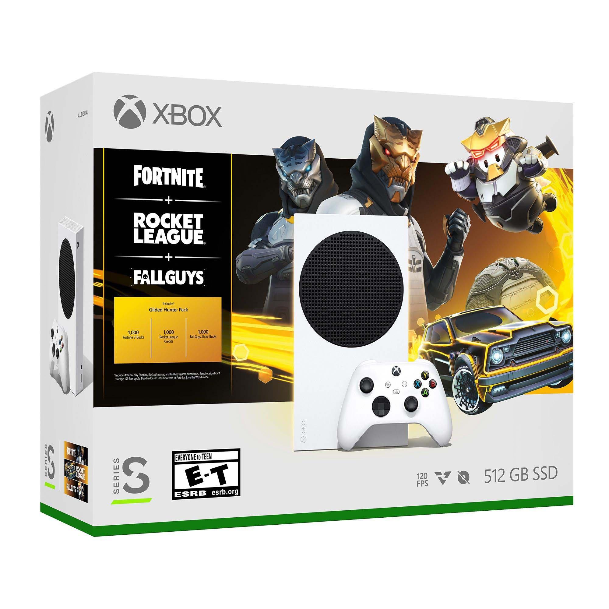 Xbox Series S Fortnite & Rocket League Bundle title screen for Xbox Series X