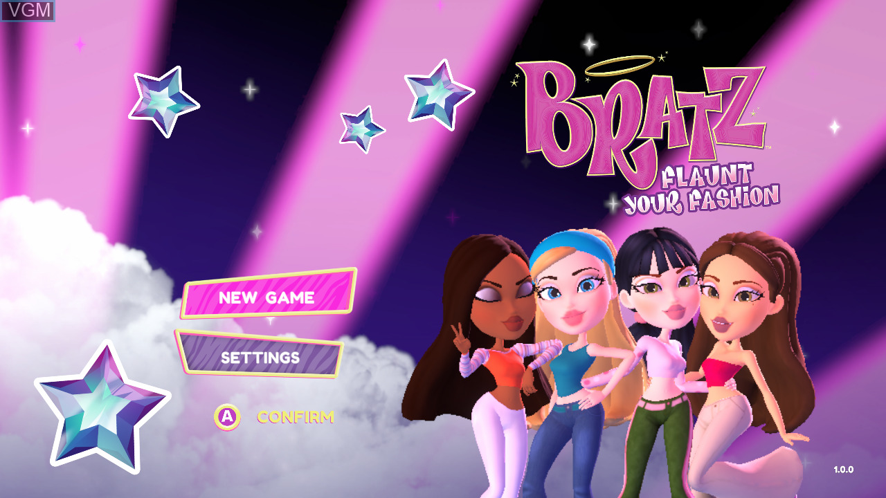 Bratz Flaunt Your Fashion title screen for Xbox Series X