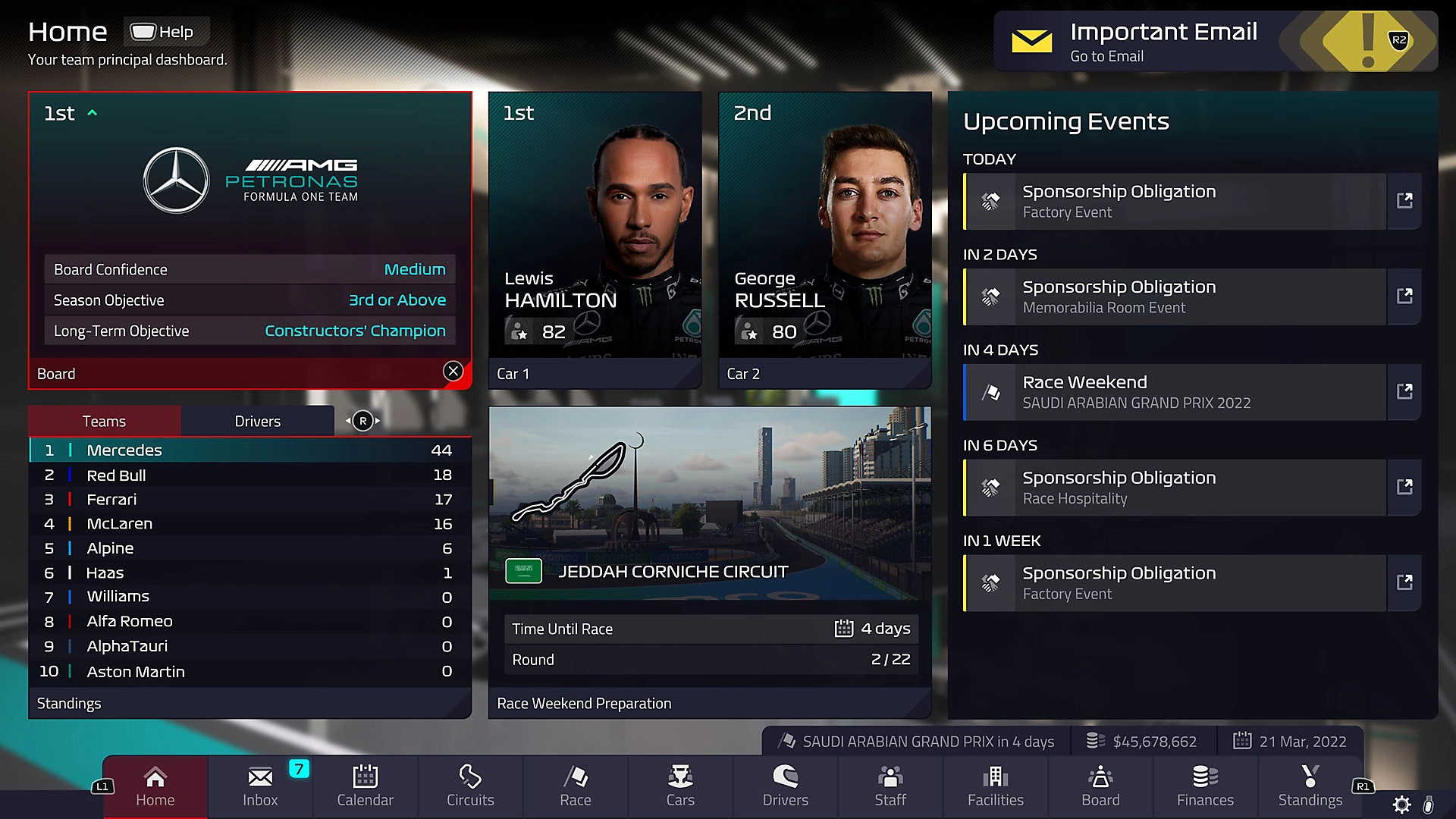 F1 Manager 22 title screen for Xbox Series X