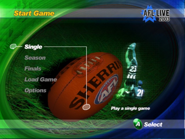 AFL Live 2003 title screen for Xbox
