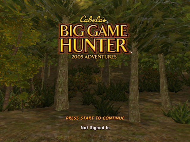 Cabela's Big Game Hunter 2005 Adventures title screen for Xbox