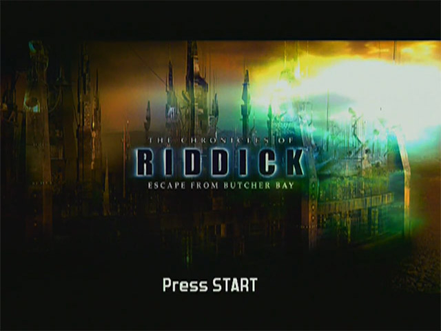 Chronicles of Riddick: Escape from Butcher Bay title screen for Xbox