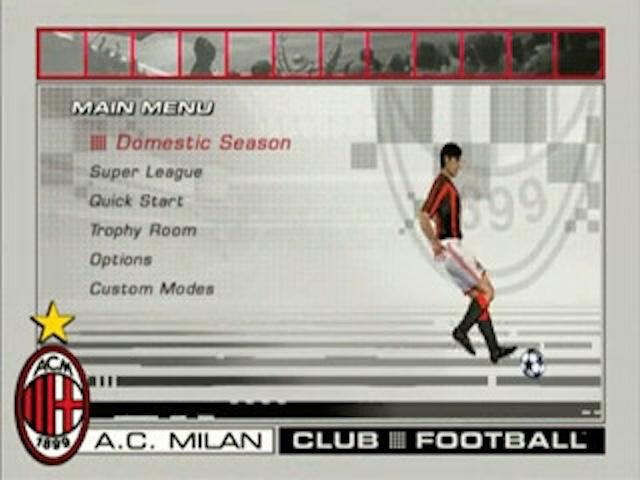 Club Football: AC Milan title screen for Xbox
