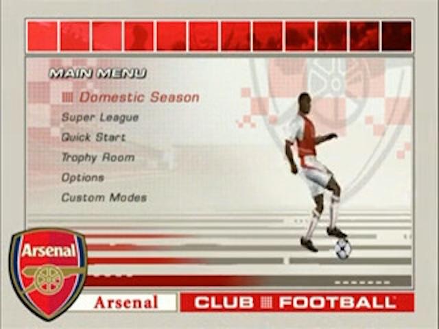 Club Football: Arsenal title screen for Xbox