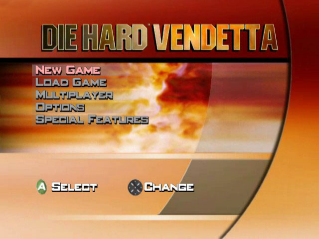 Die Hard: Vendetta title screen for Xbox