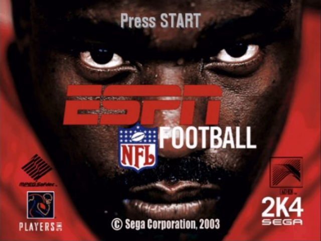 ESPN NFL Football title screen for Xbox