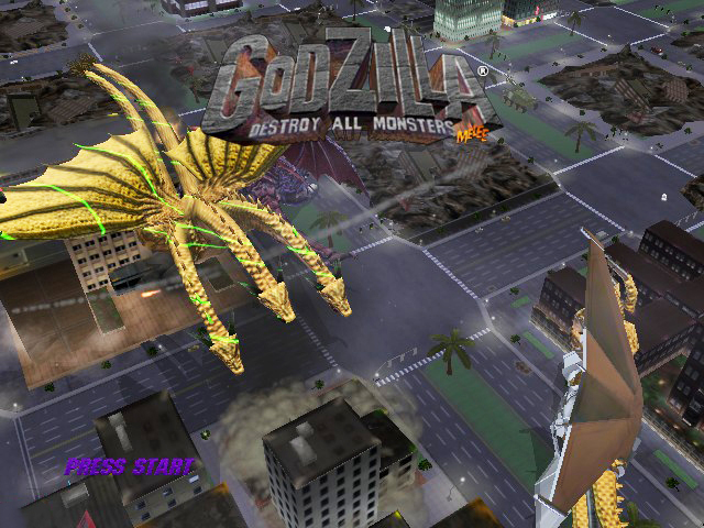 Godzilla Destroy All Monsters Melee title screen for Xbox