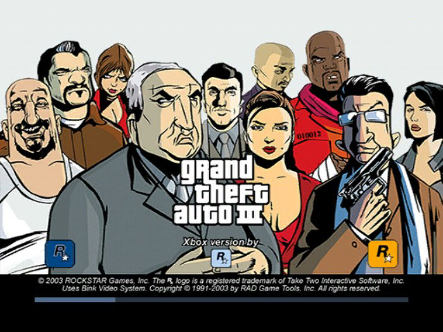 Grand Theft Auto III title screen for Xbox