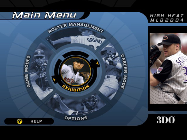 High Heat Major League Baseball 2004 title screen for Xbox
