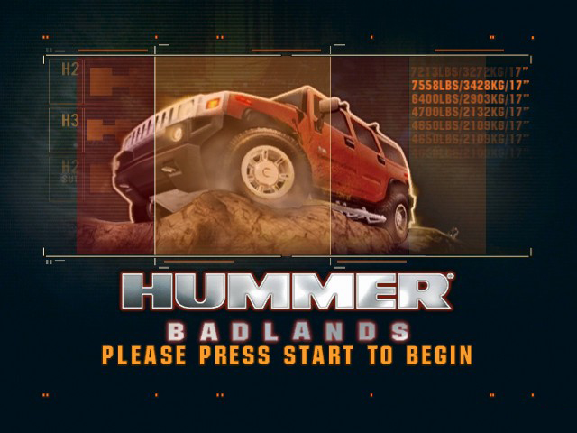 Hummer Badlands title screen for Xbox