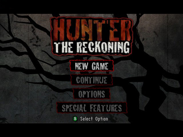 Hunter: The Reckoning title screen for Xbox