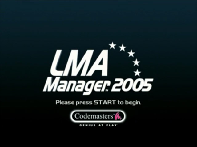 LMA Manager 2005 title screen for Xbox