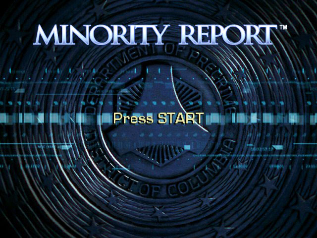 Minority Report title screen for Xbox