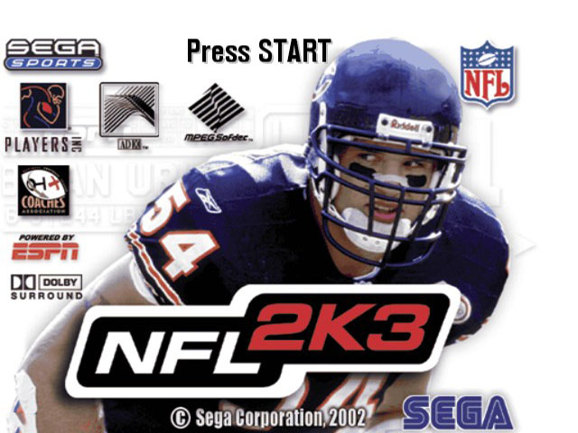 NFL 2K3 title screen for Xbox