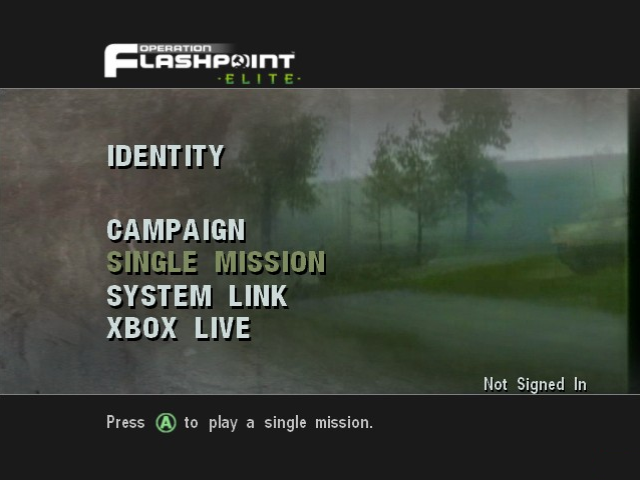 Operation Flashpoint Elite title screen for Xbox
