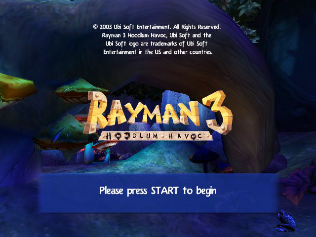 Rayman 3 Hoodlum Havoc title screen for Xbox