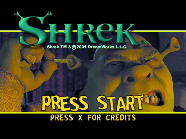 Shrek title screen for Xbox