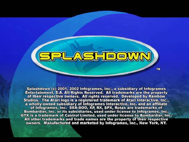 Splashdown title screen for Xbox
