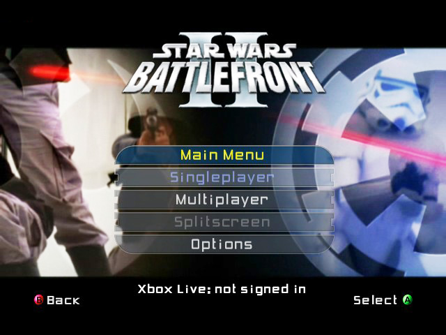 Star Wars Battlefront II title screen for Xbox