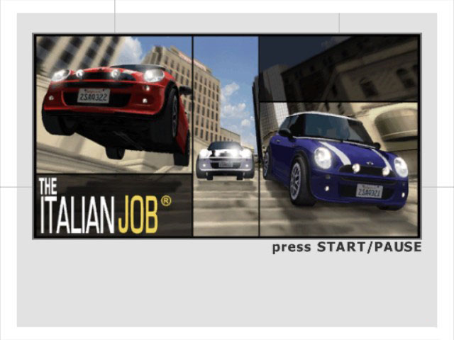 The Italian Job title screen for Xbox