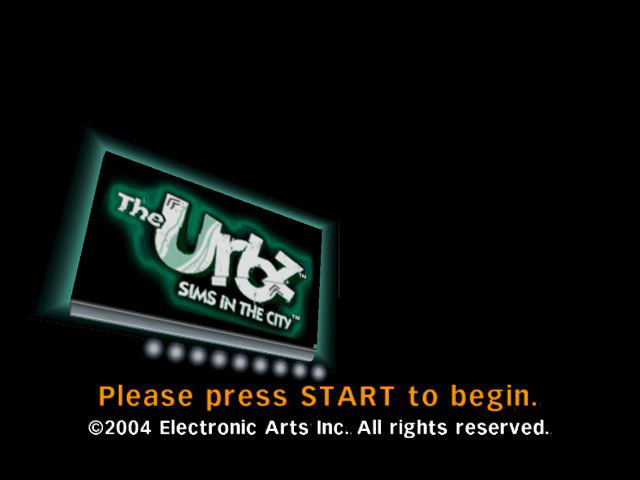 The Urbz: Sims in the City title screen for Xbox