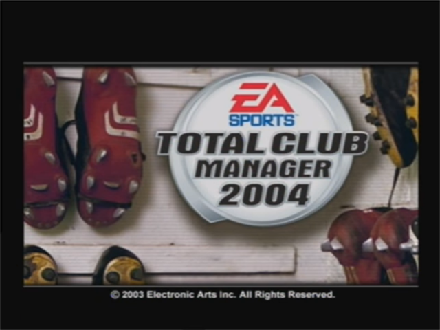 Total club manager 2004 title screen for Xbox