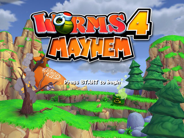 Worms 4: Mayhem title screen for Xbox