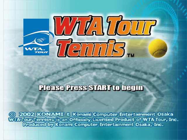 WTA Tour Tennis title screen for Xbox