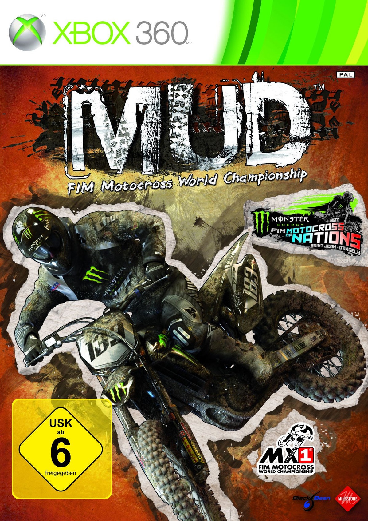 MUD: FIM Motocross World Championship box art for Xbox 360