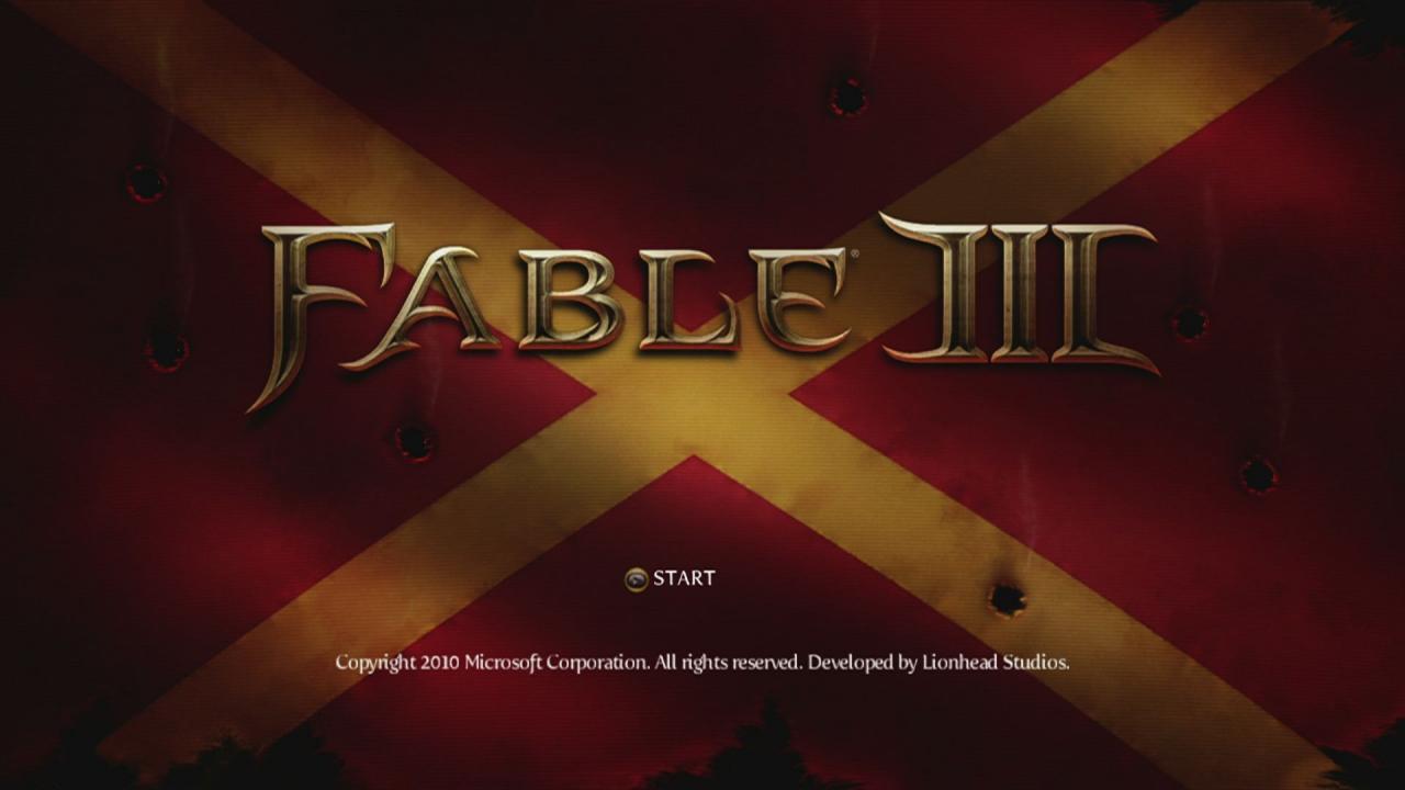 Fable 3 [Bundle Copy] title screen for Xbox 360