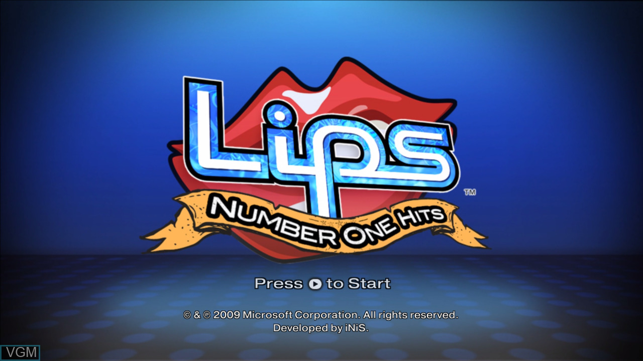 Lips: Number One Hits title screen for Xbox 360