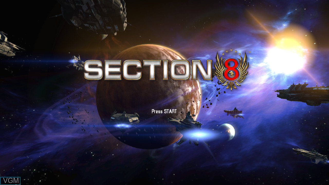 Section 8 title screen for Xbox 360