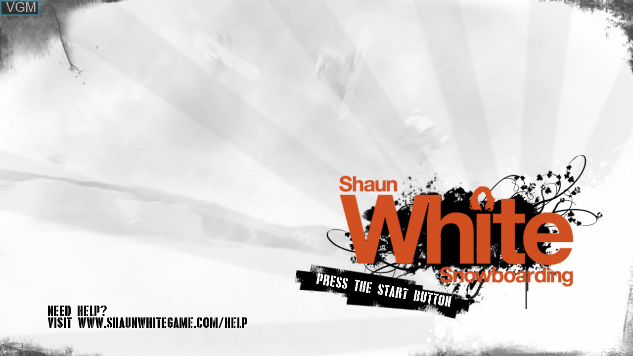 Shaun White Snowboarding title screen for Xbox 360