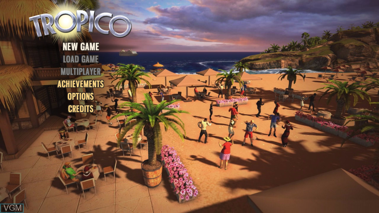Tropico 5 title screen for Xbox 360