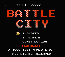 Battle City title screen for Famicom Disk System